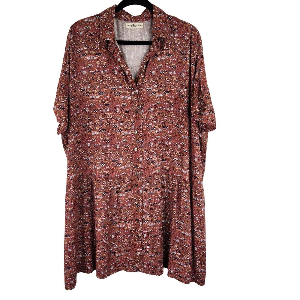 Natural Life Mauve Floral Boho Bohemian Above Knee Dress L/XL Cottage Core